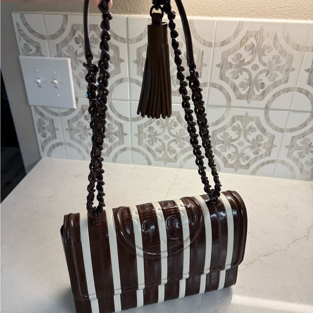 Tory Burch Fleming Eel Patchwork Convertible Shou… - image 1